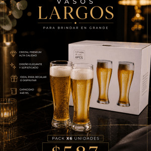 Vasos Largos 440 ML – Pack x6 Unidades