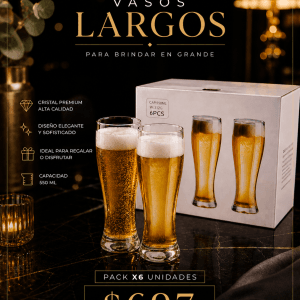 Vasos Largos 550 ML – Pack x6 Unidades